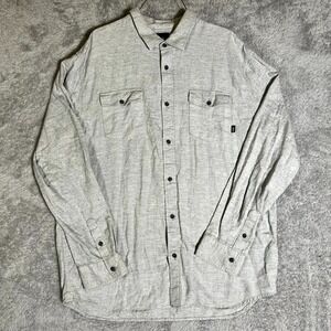 Vans Shirt Mens XL Heather Gray Classic Fit Cotton Long Sleeve Casual Button Up